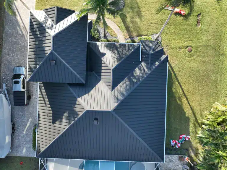 Residential metal roof project finished with precision and expert roofing services.